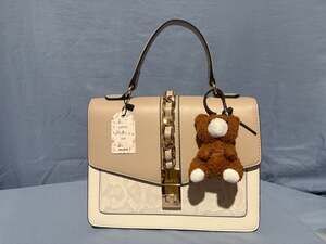 ALDO Caililla Structured Top Handle Bag with Snakeskin Texture and Bear Charm